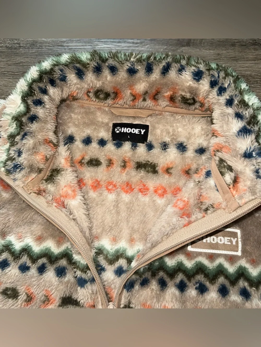 Hooey Soft Fleece Pullover Sweater Jacket 1/4 Zip Soft Aztec Tribal Print Wester